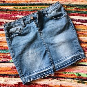 Distressed Jean Skirt